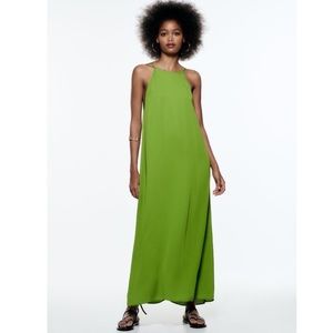 NWT Zara Green Cami Slip Dress Midi